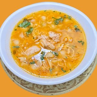 Fideo Soup with Shredded Chicken.