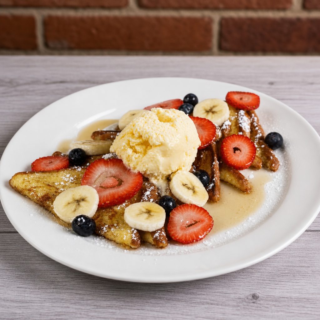 *Fruit French Toast Con Ice Cream.